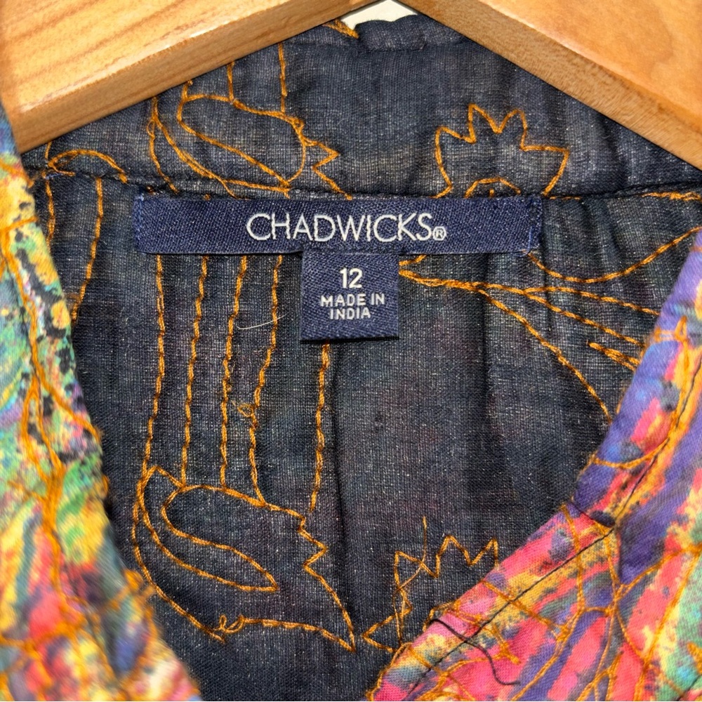 Chadwicks Reversible Jacket Women 12 Quilted Art to Wear Textured Print Colorful - Picture 2 of 16